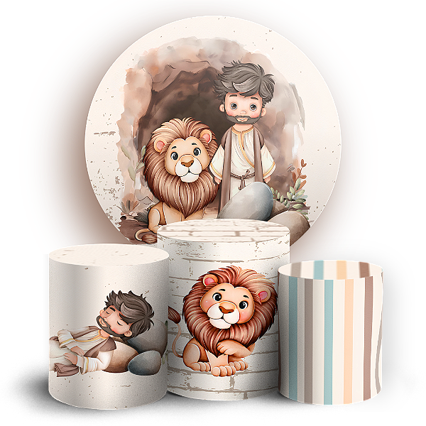 Capas Painel Redondo e Trio Cilindro Sublimado - Daniel na Cova dos Leões