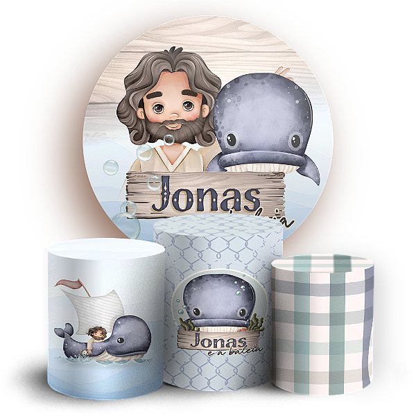 Capas Painel Redondo e Trio Cilindro Sublimado - Jonas e a Baleia