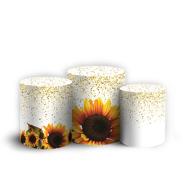 Capas Trio Cilindro Sublimado Veste Fácil - Girassol Floral