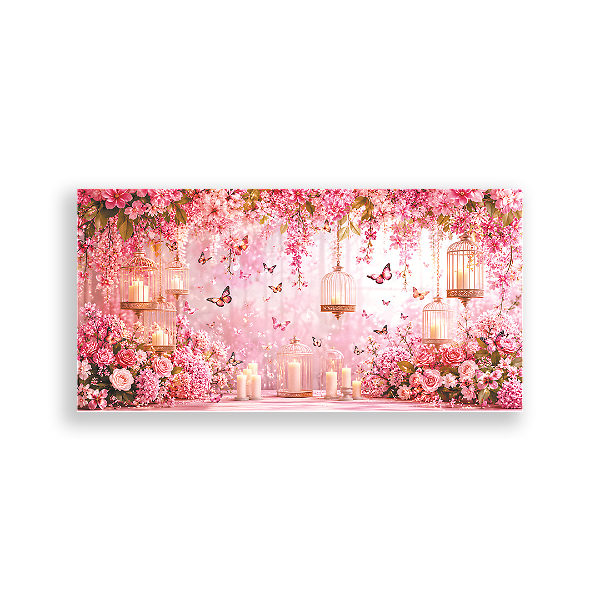 Capa Painel Retangular Sublimado - Borboletas e Flores