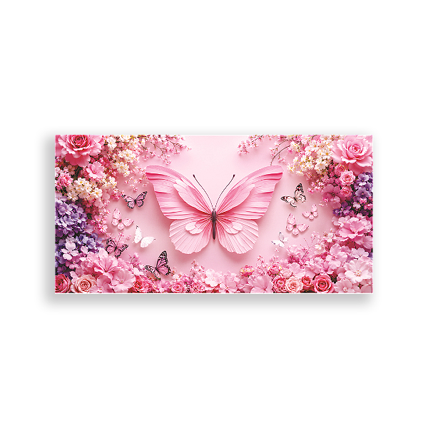 Capa Painel Retangular Sublimado - Borboletas e Flores