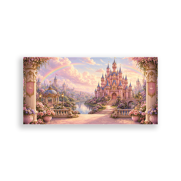 Capa Painel Retangular Sublimado - Castelo Rosa