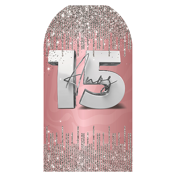Capa Mini Faixa Lateral Sublimado - 15 Anos - Rosa e Prata
