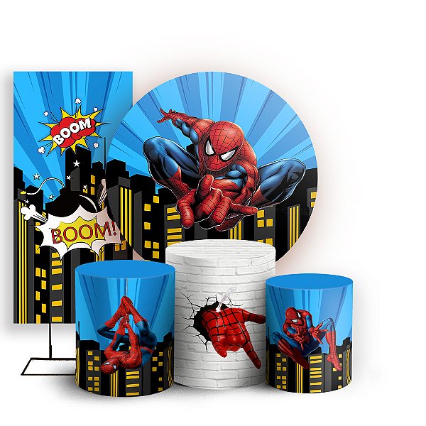 Capas Painel Redondo Trio Cilindro e Faixa Lateral Sublimado - Homem Aranha