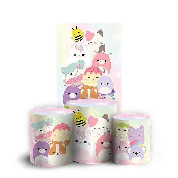 Capas Faixa Lateral e Trio Cilindro Sublimado Veste Fácil - Squishmallow
