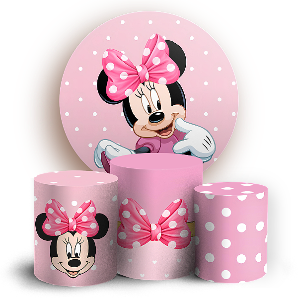 Capas Painel Redondo e Trio Cilindro Sublimado - Minnie