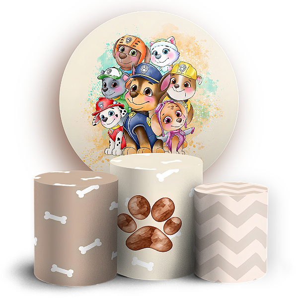 Capas Painel Redondo e Trio Cilindro Sublimado - Patrulha Canina