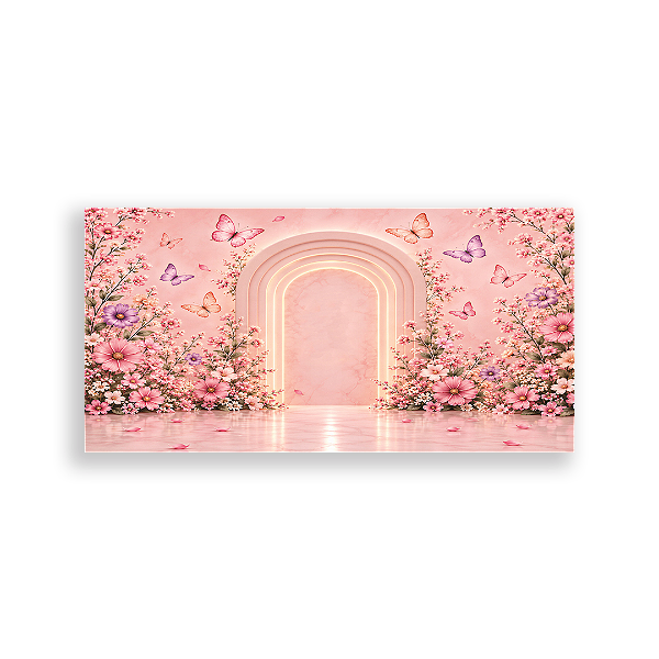 Capa Painel Retangular Sublimado - Jardim Borboletas - Arco