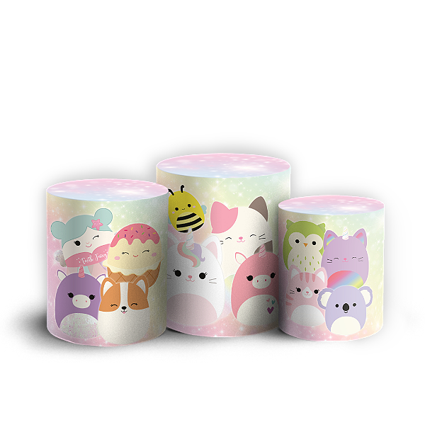Capas Trio Cilindro Sublimado Veste Fácil - Squishmallow