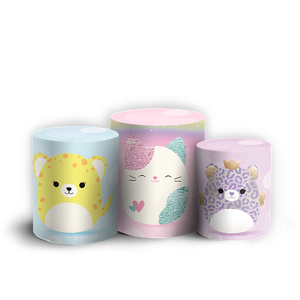 Capas Trio Cilindro Sublimado Veste Fácil - Squishmallow