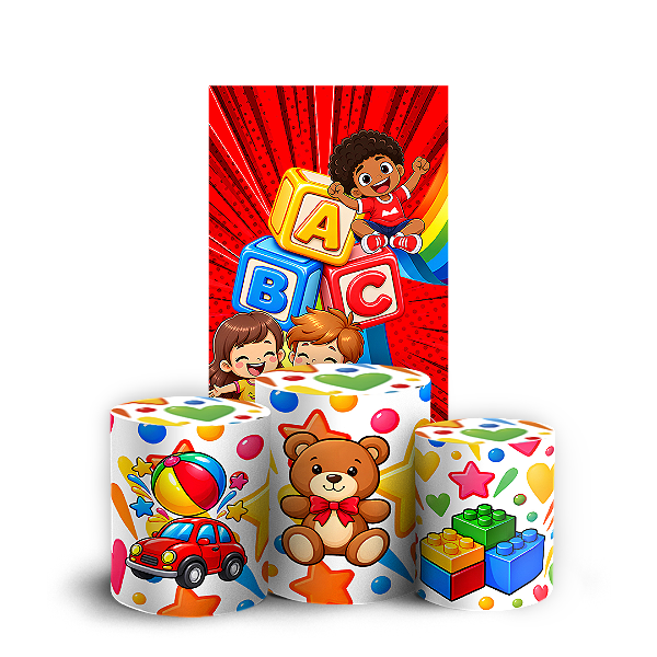 Capas Faixa Lateral e Trio Cilindro Sublimado Veste Fácil - Dia das Crianças