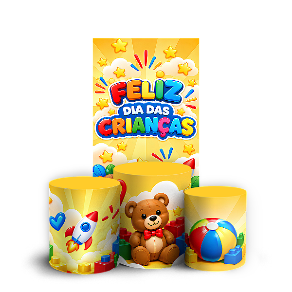 Capas Faixa Lateral e Trio Cilindro Sublimado Veste Fácil - Dia das Crianças