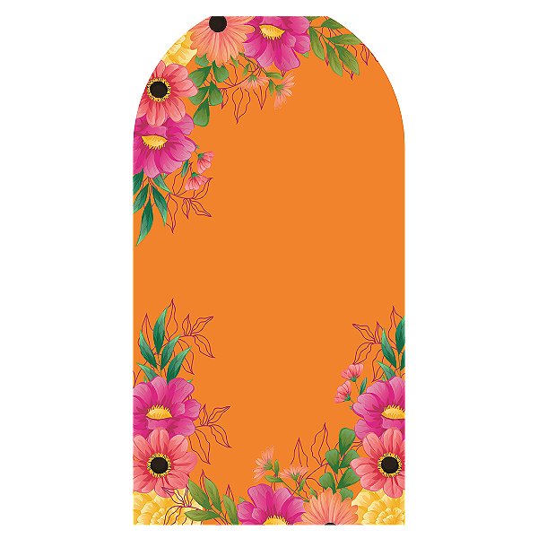 Capa Faixa Lateral Sublimado - Flores - Laranja