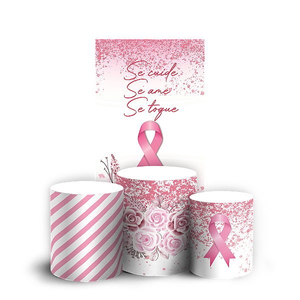 Capas Faixa Lateral e Trio Cilindro Sublimado Veste Fácil - Outubro Rosa