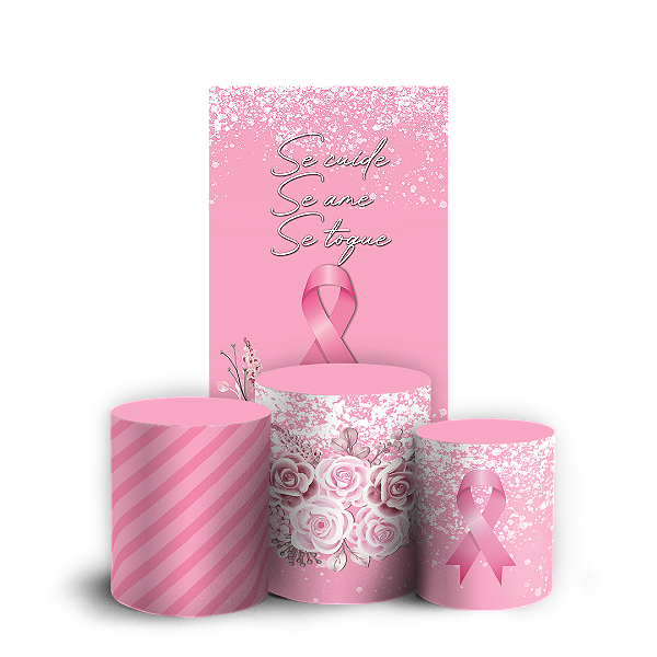 Capas Faixa Lateral e Trio Cilindro Sublimado Veste Fácil - Outubro Rosa