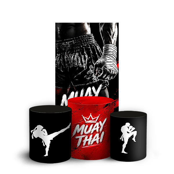 Capas Faixa Lateral e Trio Cilindro Sublimado Veste Fácil - Muay Thai