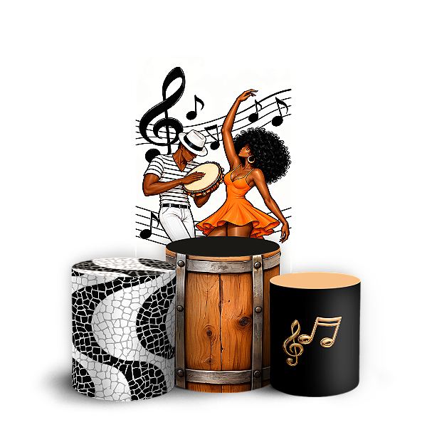 Capas Faixa Lateral e Trio Cilindro Sublimado Veste Fácil - Roda de Samba