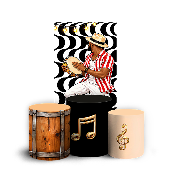 Capas Faixa Lateral e Trio Cilindro Sublimado Veste Fácil - Roda de Samba