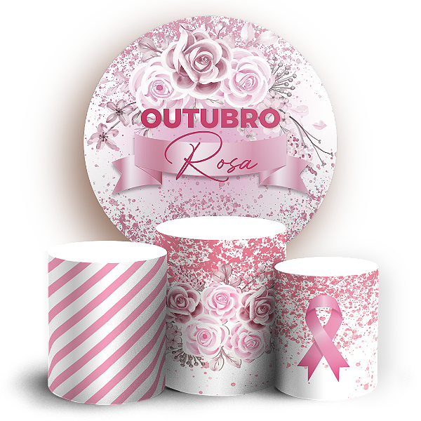 Capas Painel Redondo e Trio Cilindro Sublimado - Outubro Rosa