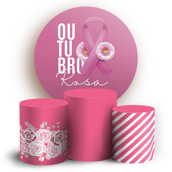 Capas Painel Redondo e Trio Cilindro Sublimado - Outubro Rosa