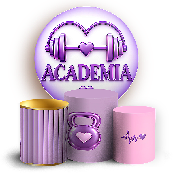 Capas Painel Redondo e Trio Cilindro Sublimado - Academia