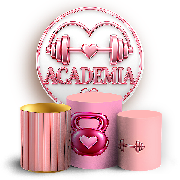 Capas Painel Redondo e Trio Cilindro Sublimado - Academia