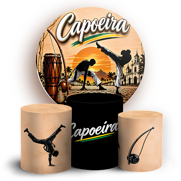Capas Painel Redondo e Trio Cilindro Sublimado - Capoeira
