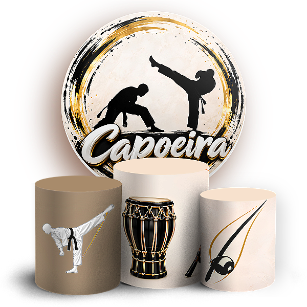 Capas Painel Redondo e Trio Cilindro Sublimado - Capoeira