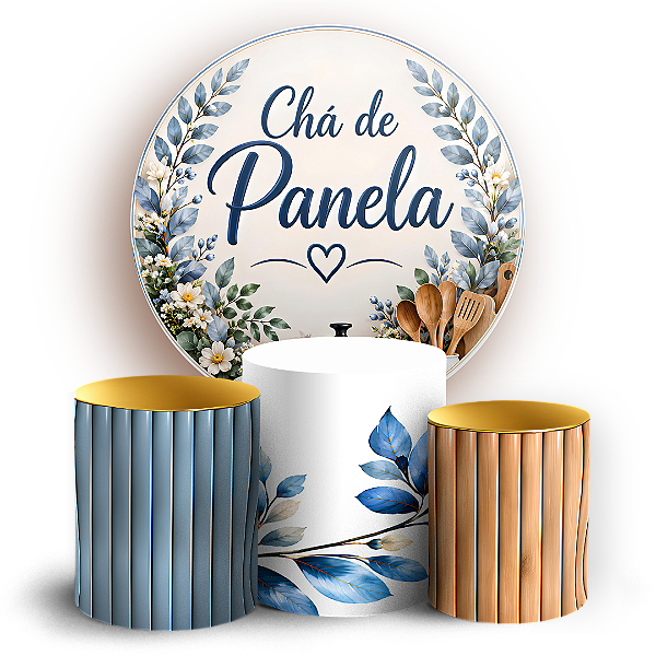 Capas Painel Redondo e Trio Cilindro Sublimado - Chá de Panela