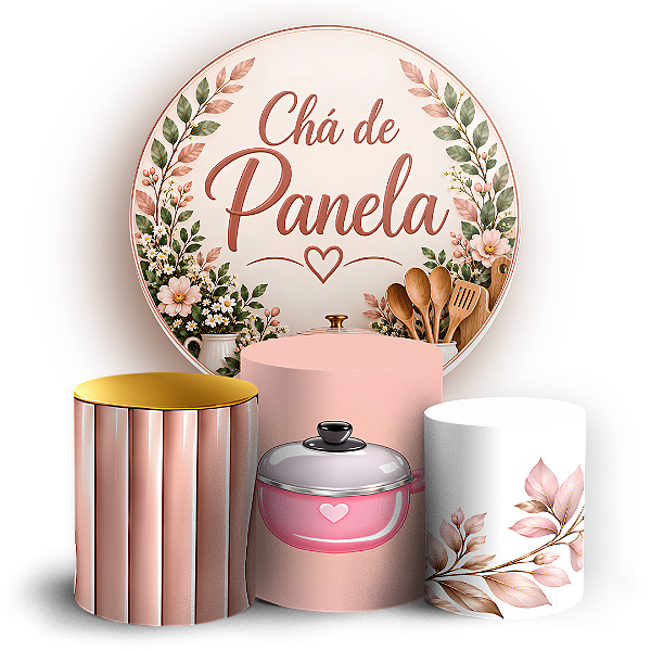 Capas Painel Redondo e Trio Cilindro Sublimado - Chá de Panela