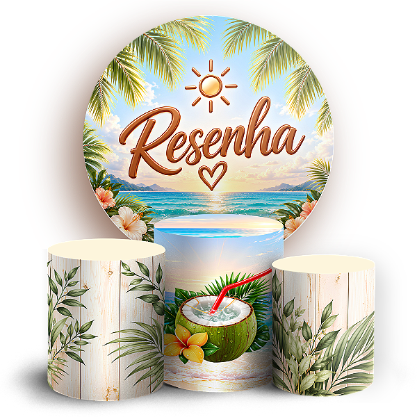 Capas Painel Redondo e Trio Cilindro Sublimado - Resenha Tropical