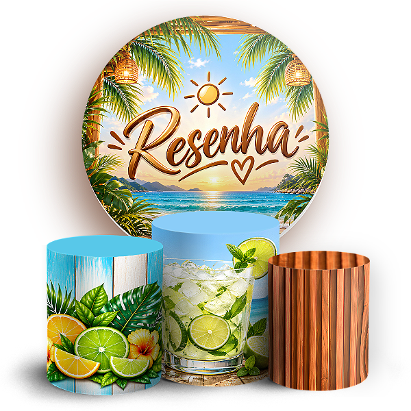 Capas Painel Redondo e Trio Cilindro Sublimado - Resenha Tropical
