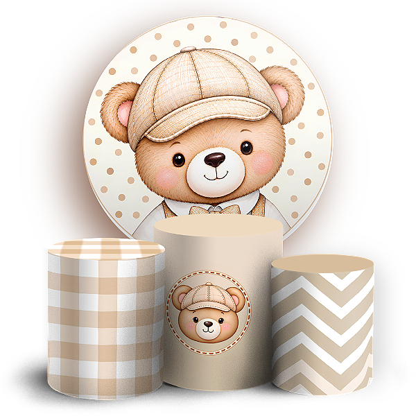 Capas Painel Redondo e Trio Cilindro Sublimado - Ursinho Oh Baby