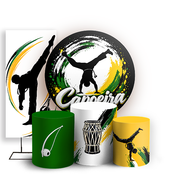 Capas Painel Redondo Trio Cilindro e Faixa Lateral Sublimado - Capoeira