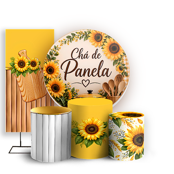 Capas Painel Redondo Trio Cilindro e Faixa Lateral Sublimado - Chá de Panela