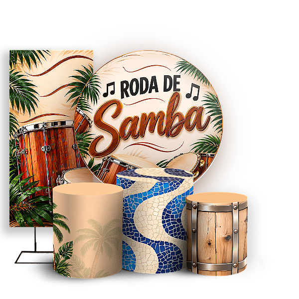 Capas Painel Redondo Trio Cilindro e Faixa Lateral Sublimado - Roda de Samba