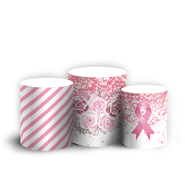 Capas Trio Cilindro Sublimado Veste Fácil - Outubro Rosa