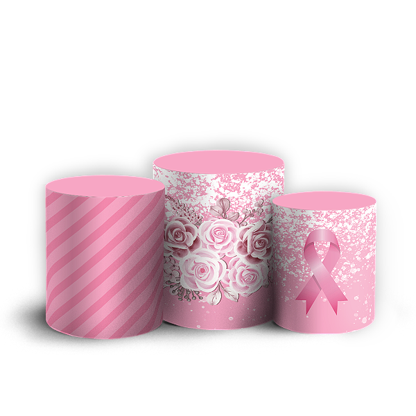 Capas Trio Cilindro Sublimado Veste Fácil - Outubro Rosa