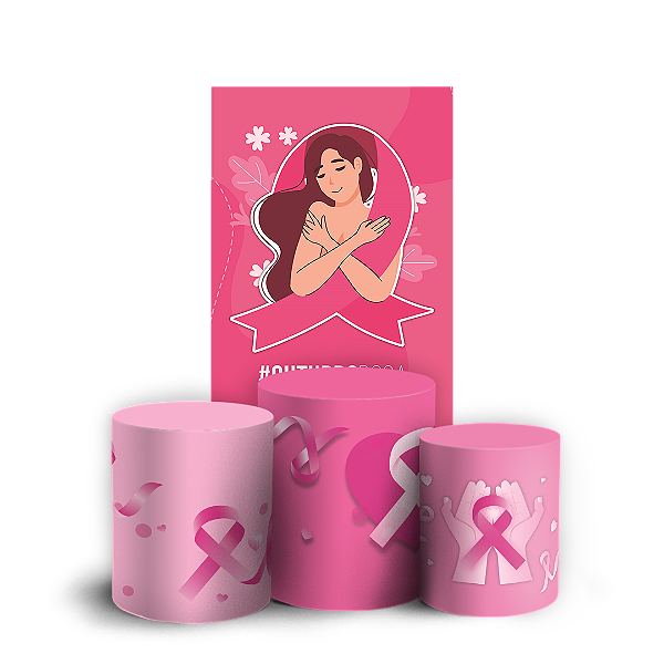 Capas Faixa Lateral e Trio Cilindro Sublimado Veste Fácil - Outubro Rosa