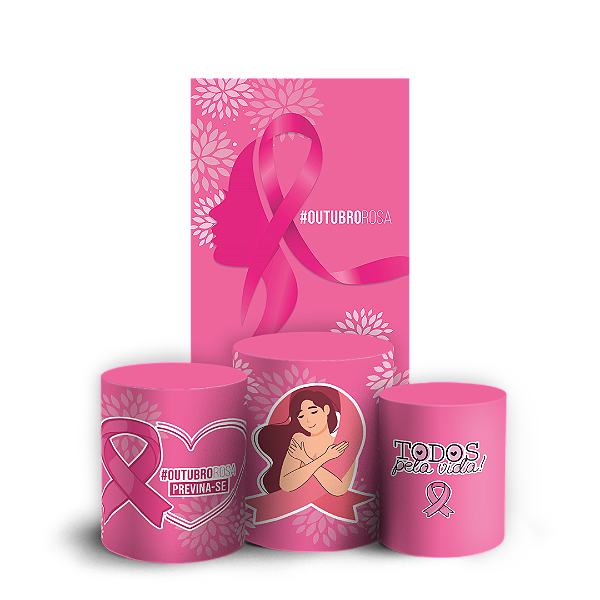 Capas Faixa Lateral e Trio Cilindro Sublimado Veste Fácil - Outubro Rosa