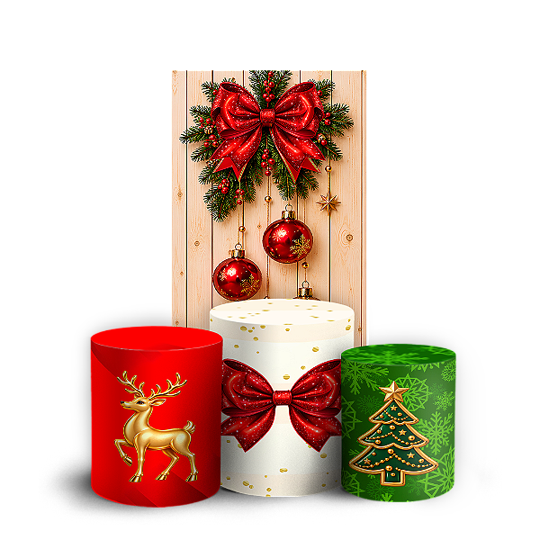 Capas Faixa Lateral e Trio Cilindro Sublimado Veste Fácil - Feliz Natal