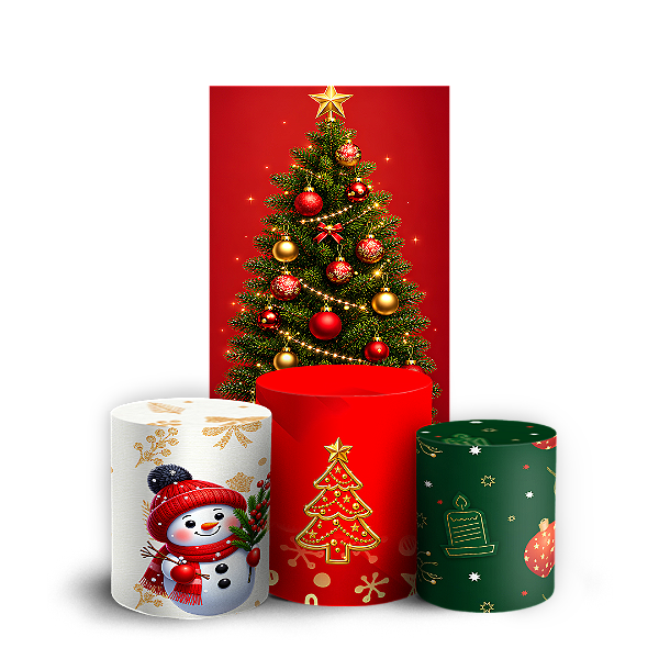 Capas Faixa Lateral e Trio Cilindro Sublimado Veste Fácil - Feliz Natal