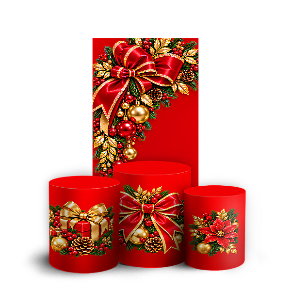 Capas Faixa Lateral e Trio Cilindro Sublimado Veste Fácil - Feliz Natal