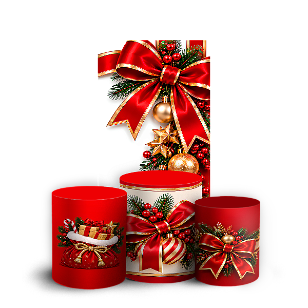Capas Faixa Lateral e Trio Cilindro Sublimado Veste Fácil - Feliz Natal