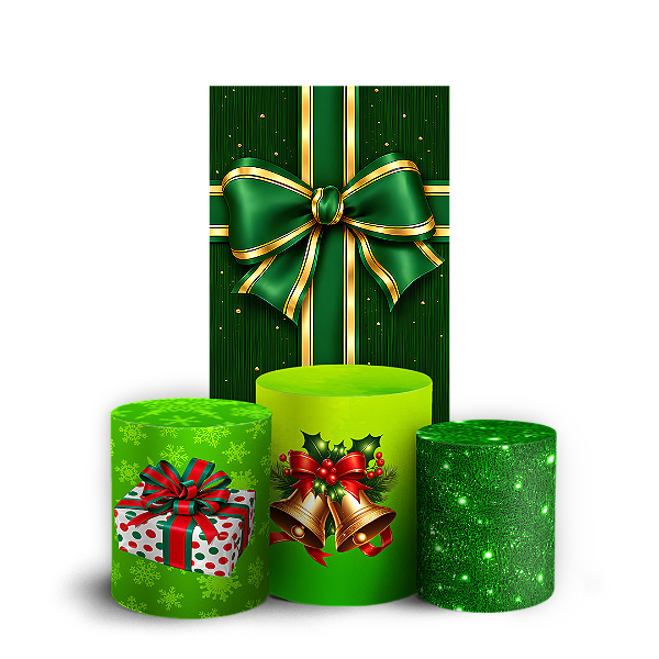 Capas Faixa Lateral e Trio Cilindro Sublimado Veste Fácil - Natal Verde