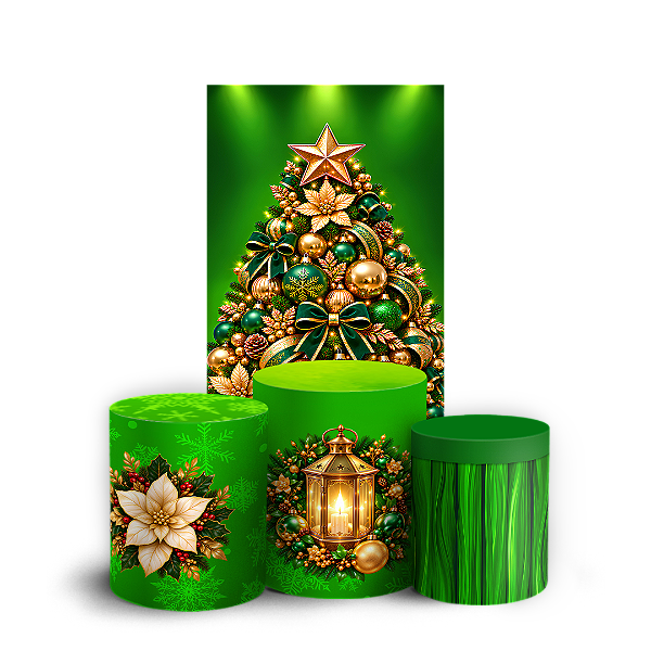 Capas Faixa Lateral e Trio Cilindro Sublimado Veste Fácil - Natal Verde