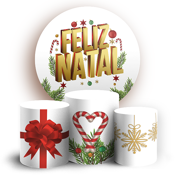 Capas Painel Redondo e Trio Cilindro Sublimado - Natal