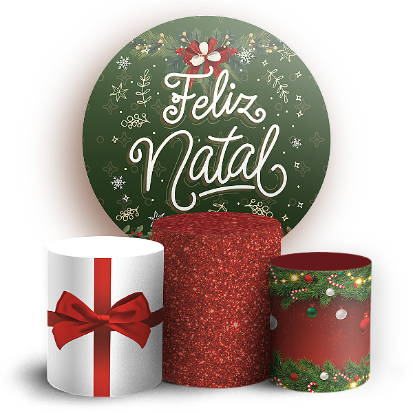 Capas Painel Redondo e Trio Cilindro Sublimado - Natal