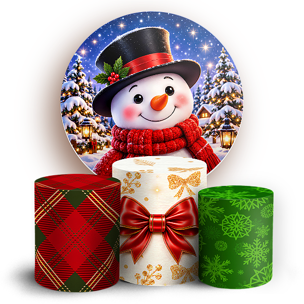 Capas Painel Redondo e Trio Cilindro Sublimado - Feliz Natal