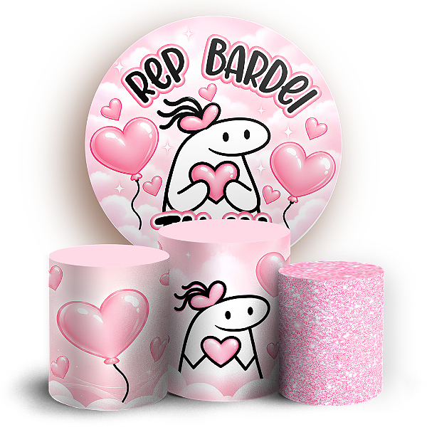 Capas Painel Redondo e Trio Cilindro Sublimado - Happy Birthday